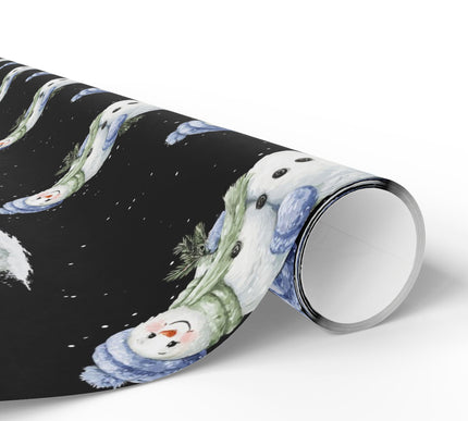 Chilly Companion – Snowman with Blue Hat Wrapping Paper