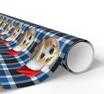 PlaidPaws Frost – Personalized Dog Christmas Wrapping Paper