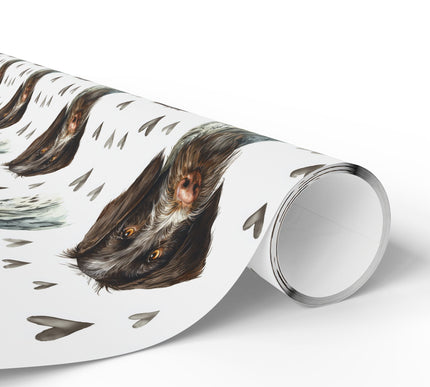 Roughheart Noble – German Wirehaired Pointer watercolor hearts wrapping paper