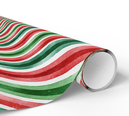 Evergleam – Watercolor Candy Stripe Christmas Wrapping Paper