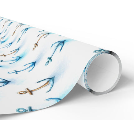 HarborHold – Vintage Blue Anchors Nautical Wrapping Paper