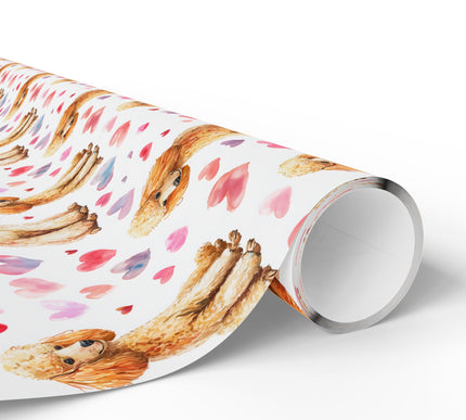 Lovercurls Parade – apricot poodle valentine wrapping paper