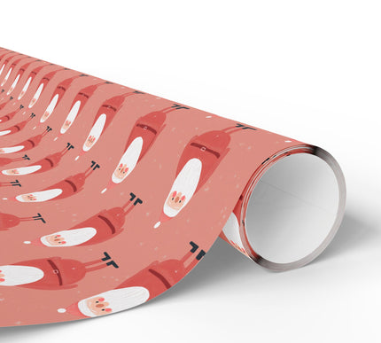 MerryRustic – Minimal Santa Claus on Pink Christmas Wrapping Paper