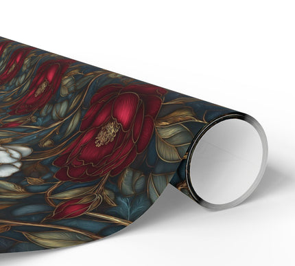 Crimson Elegance - Luxurious Red and White Peony Floral Pattern Wrapping Paper