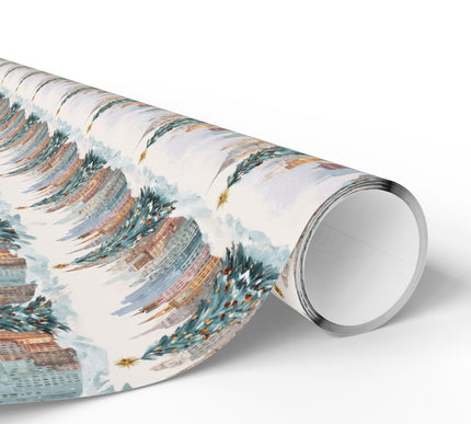Winterspire Skyline - Christmas Cityscape Wrapping Paper
