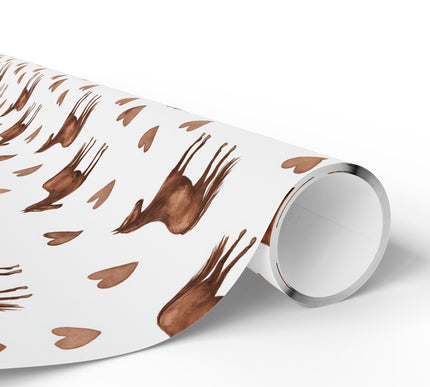 Equitine Whispers – Sepia Watercolor Horses and Hearts wrapping paper