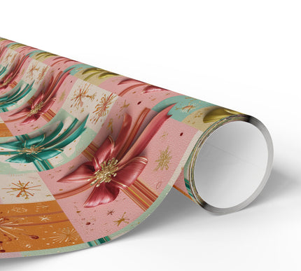 RibbonGala – Mid-Century Pastel Bow Holiday Wrapping Paper