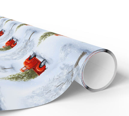 Holly Hauler - Classic Red Truck with Christmas Tree Wrapping Paper