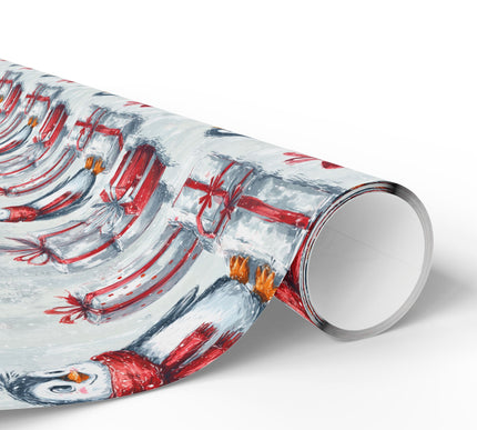 SnowDrift Chums – Penguin Christmas Wrapping Paper