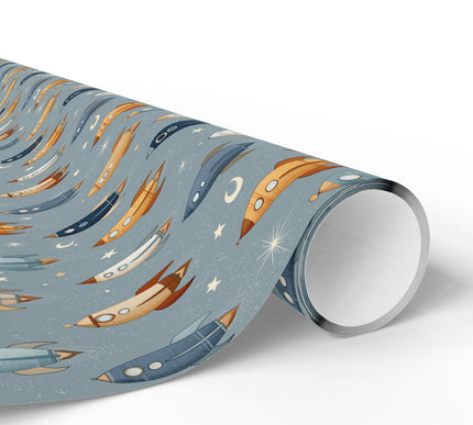 Lunar Expedition – Vintage Rocket Wrapping Paper