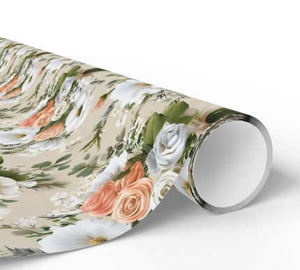 Ivory Blush Bouquet – Floral Wedding Wrapping Paper