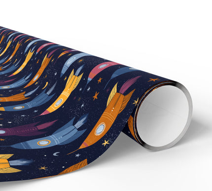 Cosmic Voyager – Space Rocket Wrapping Paper
