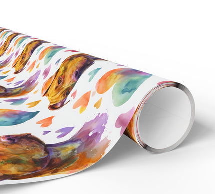 Rainbowheart Paws – Watercolor Pit Bull Hearts wrapping paper