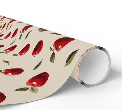 Crimson Orchard Whimsy – realistic red apple pattern wrapping paper