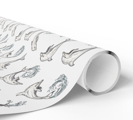 WaveFlip – Playful Dolphins with Ocean Waves Wrapping Paper