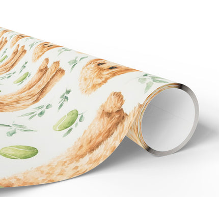 FetchFest - Watercolor Golden Doodle with Tennis Ball Wrapping Paper