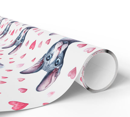 Bareheart Muse – Watercolor Sphynx Cat Valentine wrapping paper