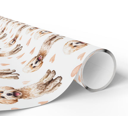 Vanillaheart Charm – Bichon Frise watercolor hearts wrapping paper