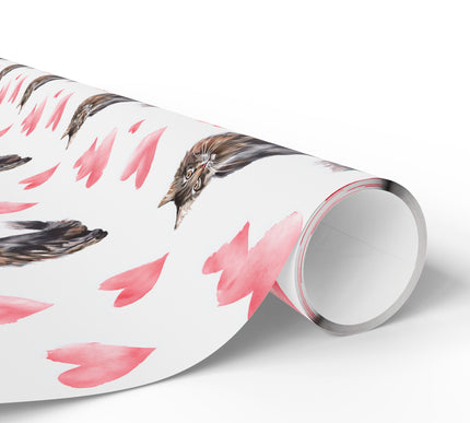 Shadowtail Lovefall – dark maine coon heart wrapping paper