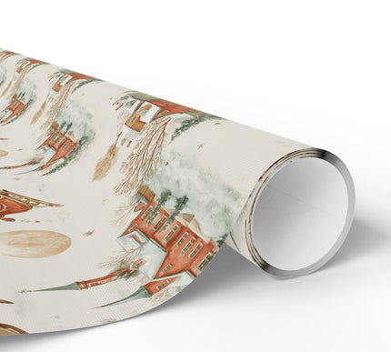 Frosthaven Village – Vintage Santa Sleigh & Reindeer Christmas Wrapping Paper