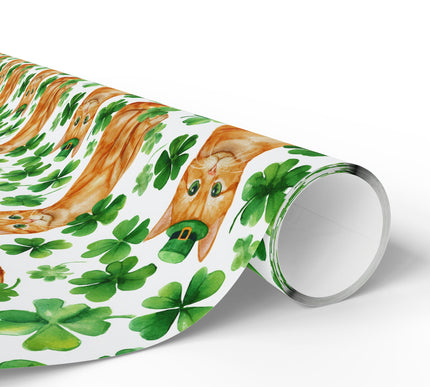 Emerald Whisker Charm - Orange Cat St Patrick’s Day wrapping paper