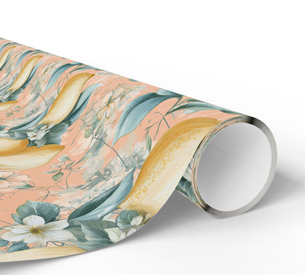 Zestvale – Lemon & Floral Peach Botanical Wrapping Paper