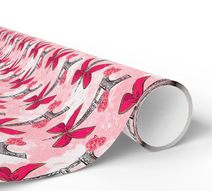 Parisbow Romance – Eiffel Tower Bow Valentine wrapping paper