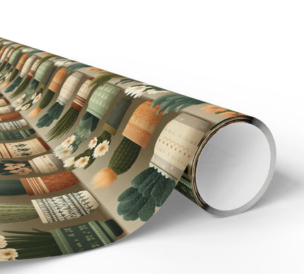 Thornweave – Earthy Boho Cactus Planter Collection Wrapping Paper