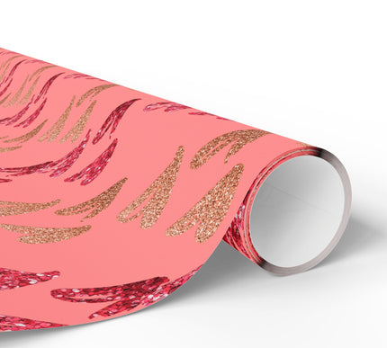 Blushspark Drift – Pink glitter heart wrapping paper