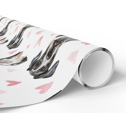 Velourheart Grace – Great Dane watercolor hearts wrapping paper