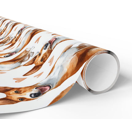 Savannah Joy – Basenji watercolor hearts wrapping paper