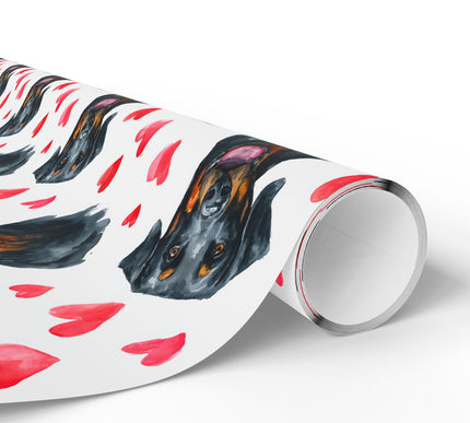 Guardedheart Valor – Beauceron watercolor hearts wrapping paper