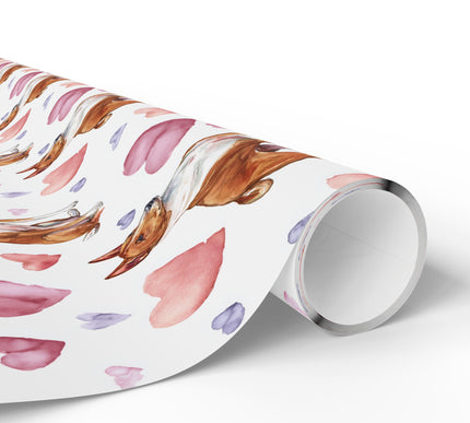 Silentlove Grace – Basenji watercolor hearts wrapping paper
