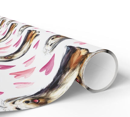 Shaggyheart Bliss – Bearded Collie watercolor hearts wrapping paper