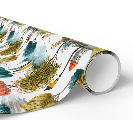 Starlit Promenade – Romantic Park Walk Scene Wrapping Paper