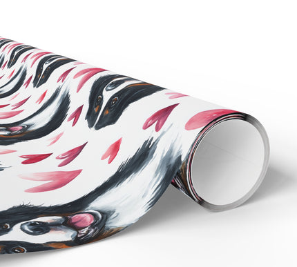Bernluck Heart – Bernese Mountain Dog with Red Hearts wrapping paper
