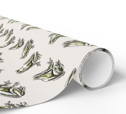 PondLeap – Green Frog Drawing Pattern Wrapping Paper
