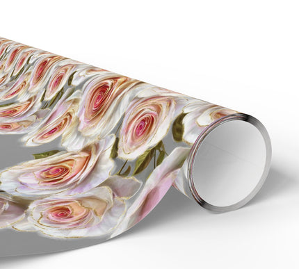 Golden Whisper Roses - Floral Luxury Gift Wrapping Paper