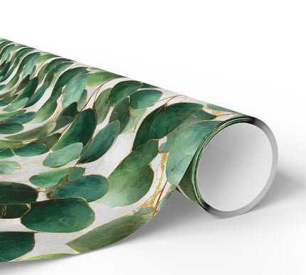 Eucalyverdra – Elegant Gold‑Lined Eucalyptus Leaves Wrapping Paper