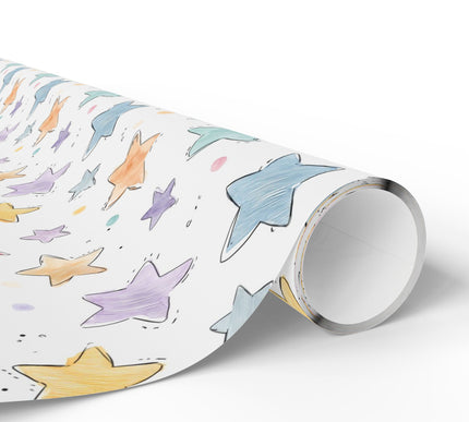 Whimsic Stars - Pastel Sketch Star Pattern Wrapping Paper