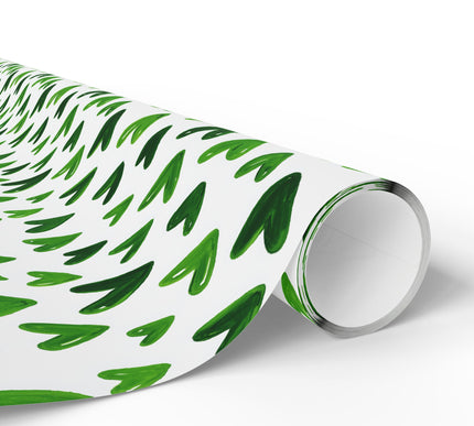 Springpulse Charm – Hand-Drawn Green Hearts wrapping paper