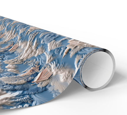 Whispering Pines Haven - Serene Snowy Mountain Village Wrapping Paper