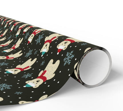 PolarCharm – Teddy Bear Christmas Wrapping Paper (Black)