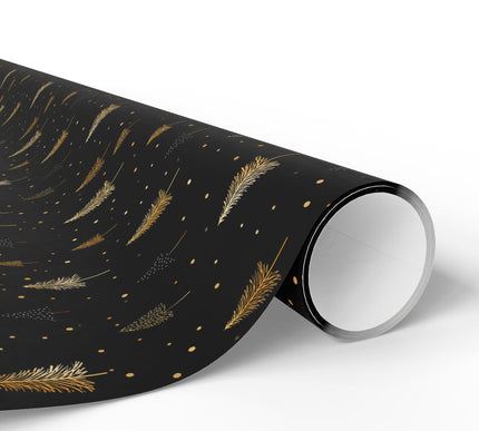 NoirPine – Minimal Gold & Black Christmas Tree Wrapping Paper