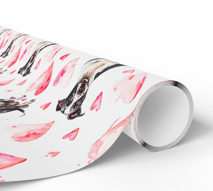 Lovepatch – Black & White Dog Valentine wrapping paper