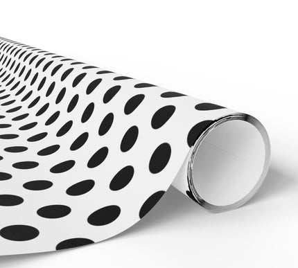 Noir Dots - Minimalist Black Polka Dot Pattern on White Wrapping Paper