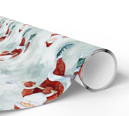 Snow Puck Express – Santa Playing Ice Hockey Wrapping Paper