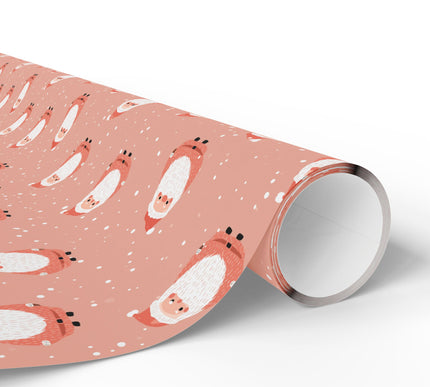 SnowyClaus – Santa Claus with Falling Snow on Blush Pink Wrapping Paper