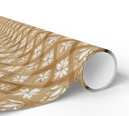 Winter Lattice – White Floral Geometric Diamond Wrapping Paper